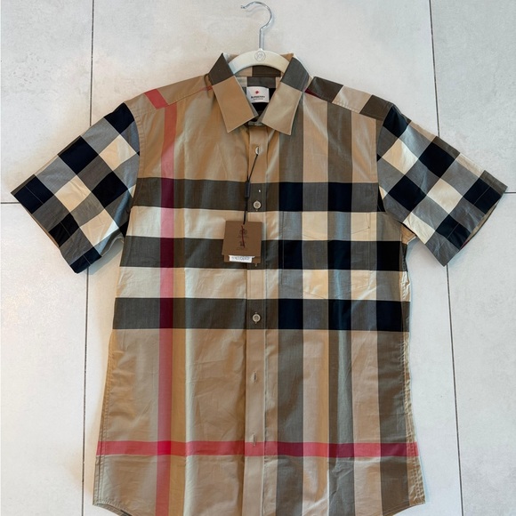 BURBERRY Summerton Archive Short Sleeve Check Cotton Poplin Button Shirt medium. - Picture 2 of 8
